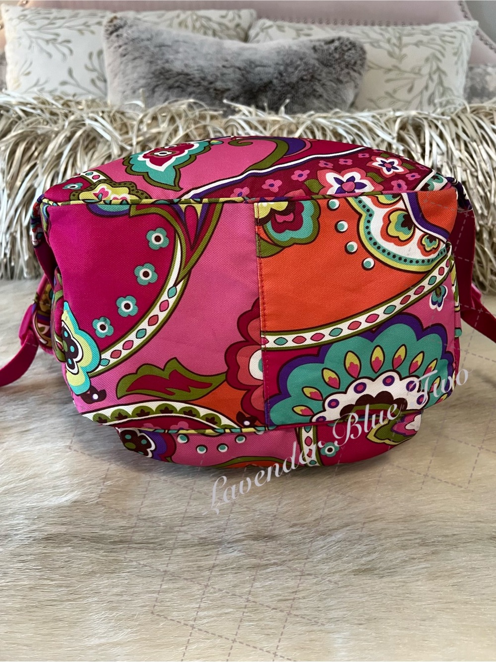 VERA BRADLEY Pink Swirls 2014 Lighten Up Essential Backpack Green Paisley Floral - Picture 14 of 17